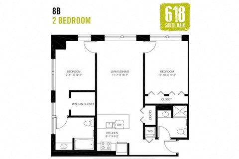 Two Bedroom 2 Bath 1044 sq. ft.